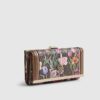 Brown Floral Monogram Clip Top Purse