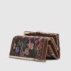 Brown Floral Monogram Clip Top Purse