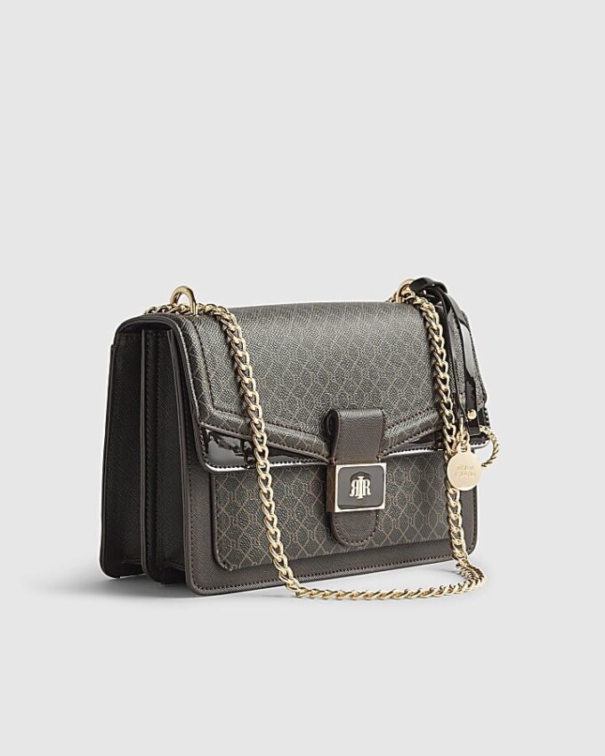 Brown Front Chain Shoulder Bag