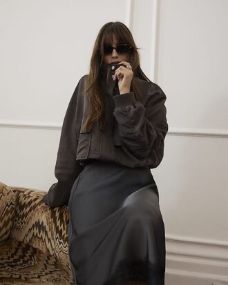 Brown Funnel Neck Bomber Jacket