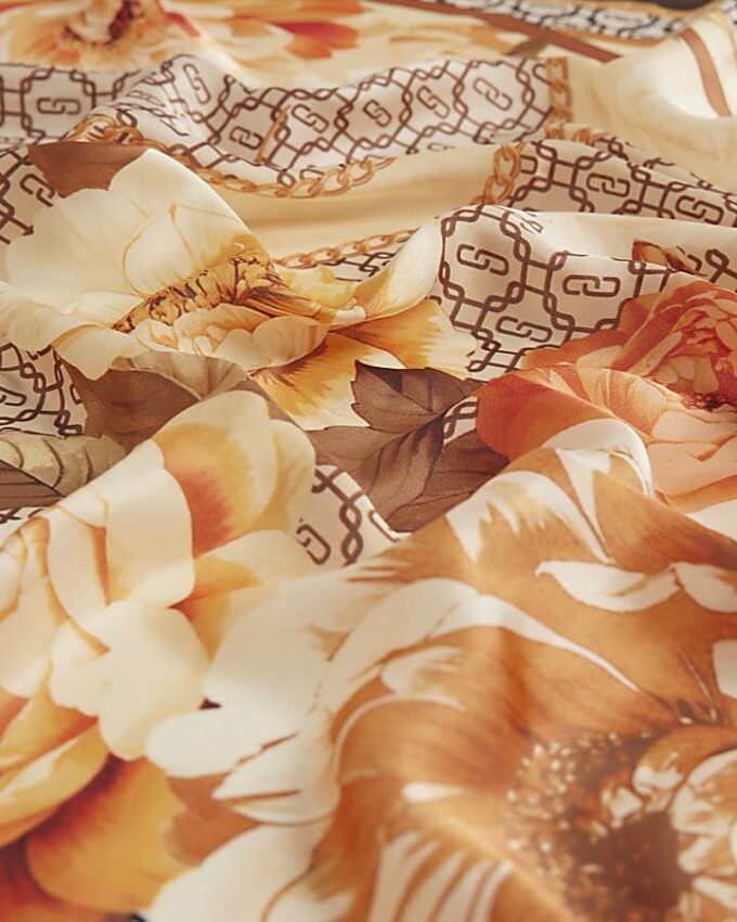 Brown Geometric Floral Neck Scarf