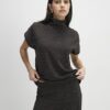 Brown High Neck Glitter Top