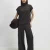 Brown High Neck Glitter Top
