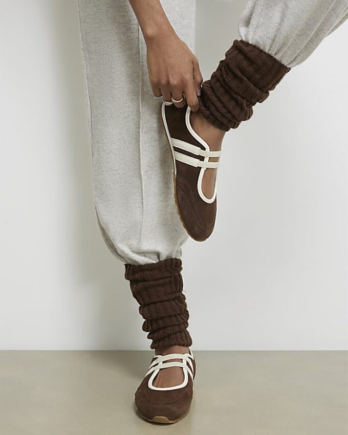 Brown Knitted Ribbed Leg Warmers