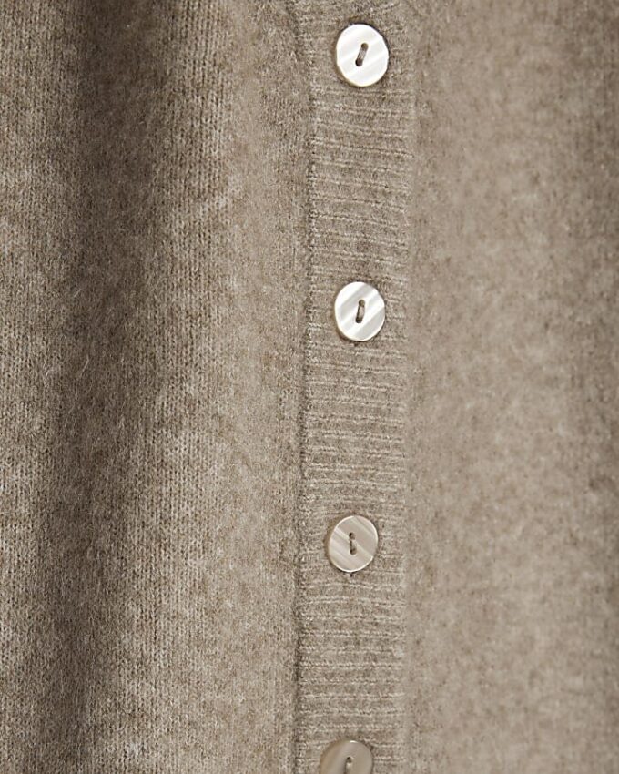Brown Knitted V Neck Cardigan