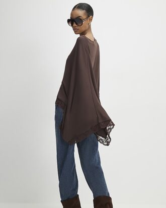 Brown Lace Trim Cape