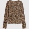 Brown Leopard Print Long Sleeve Fitted Top