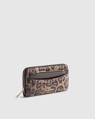 Brown Leopard Print Pocket Front Purse