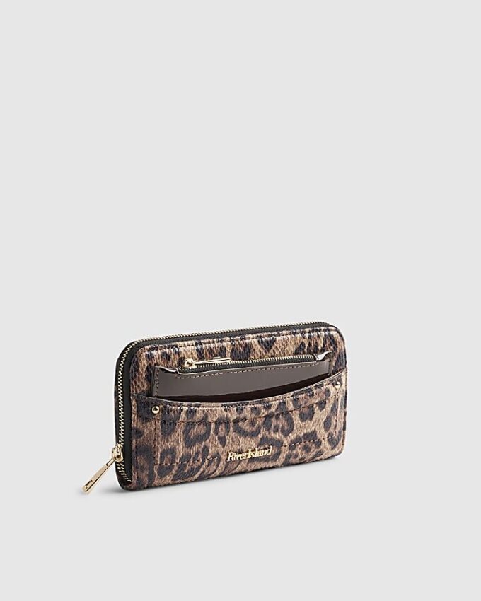 Brown Leopard Print Pocket Front Purse
