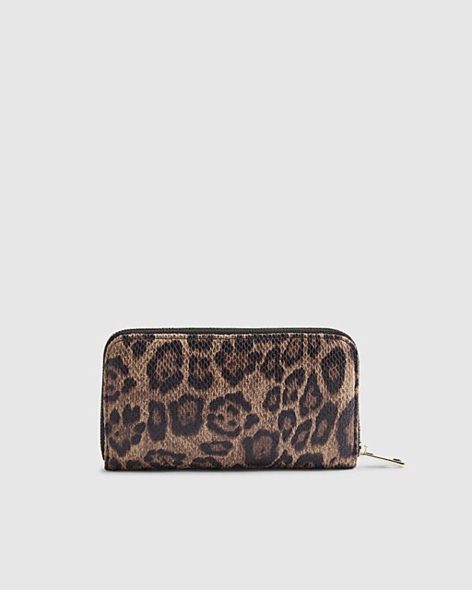 Brown Leopard Print Pocket Front Purse
