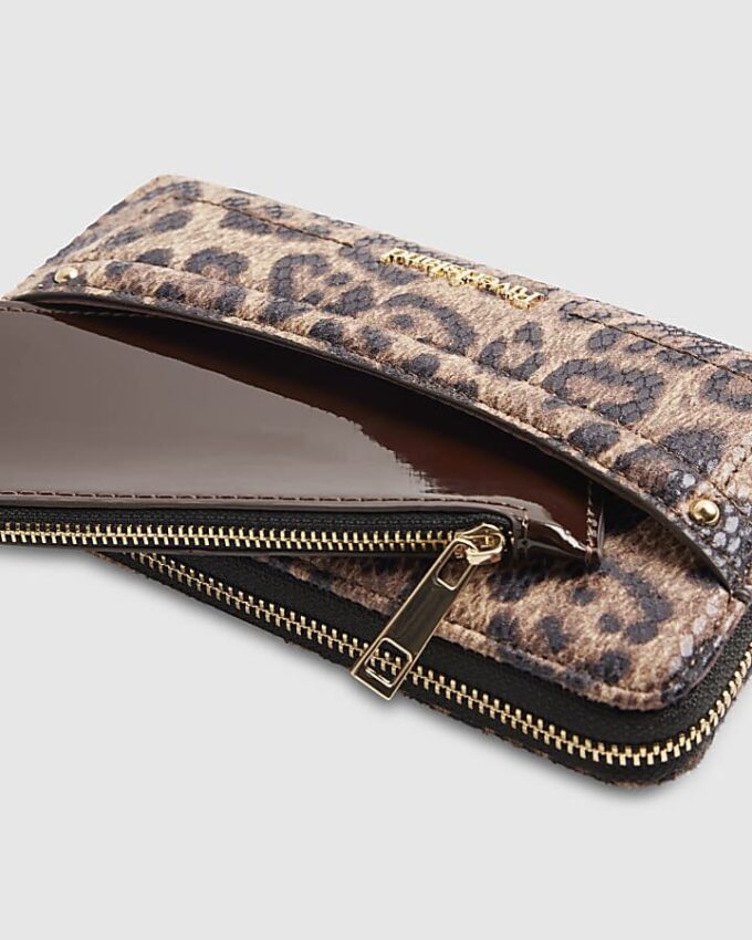 Brown Leopard Print Pocket Front Purse