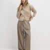 Brown Long Sleeve Cable Knit Cardigan
