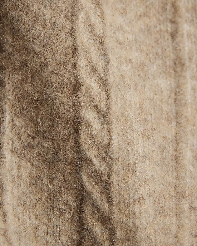 Brown Long Sleeve Cable Knit Cardigan