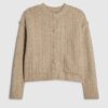 Brown Long Sleeve Cable Knit Cardigan