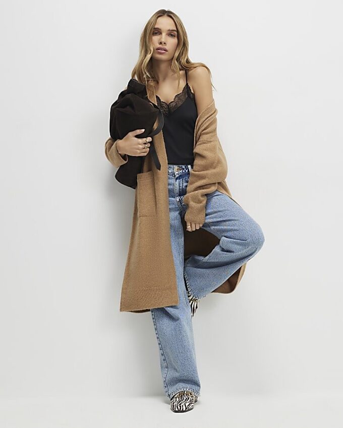 Brown Long Sleeve Cosy Maxi Cardigan
