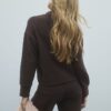 Brown Long Sleeve Scarf Tie Neck Cosy Top