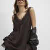 Brown Longline Lace Cami Top