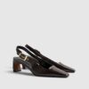 Brown Low Chisel Toe Slingback Court Heels