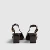 Brown Low Chisel Toe Slingback Court Heels