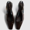 Brown Low Chisel Toe Slingback Court Heels