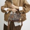 Brown Monogram chain detail Bowler bag
