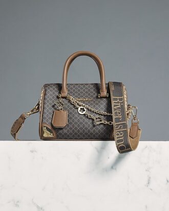 Brown Monogram chain detail Bowler bag