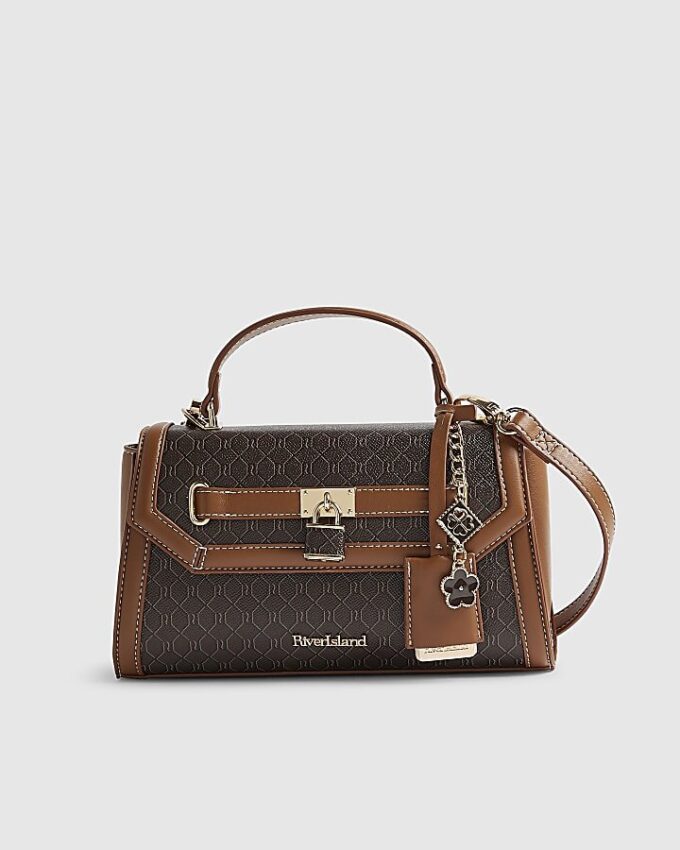 Brown Monogram Padlock Front Tote Bag