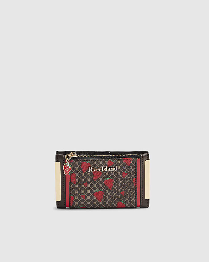 Brown Monogram Strawberry Print Mini Purse