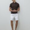 Brown Muscle Fit Grid Textured Polo Shirt
