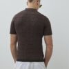 Brown Muscle Fit Grid Textured Polo Shirt