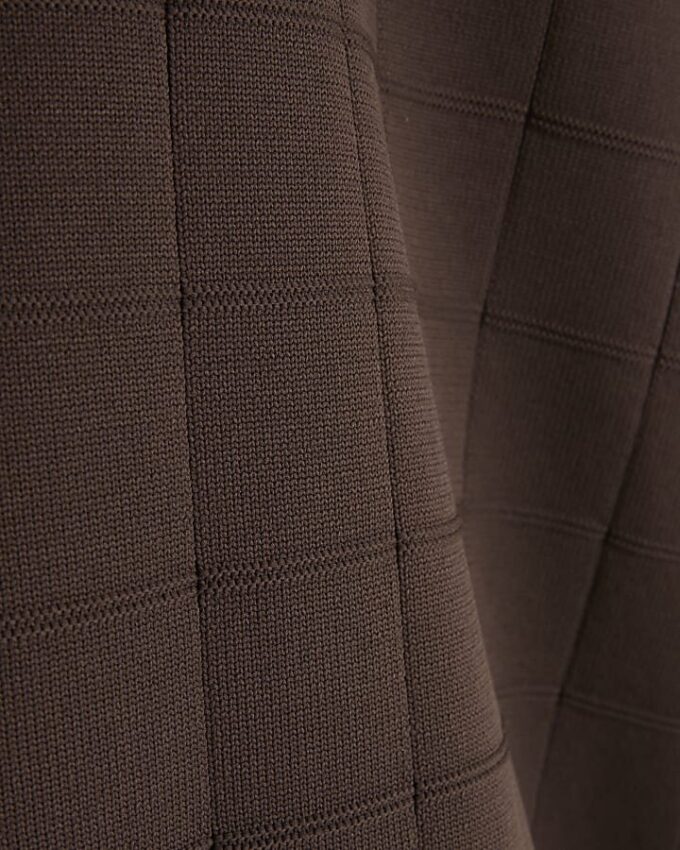 Brown Muscle Fit Grid Textured Polo Shirt