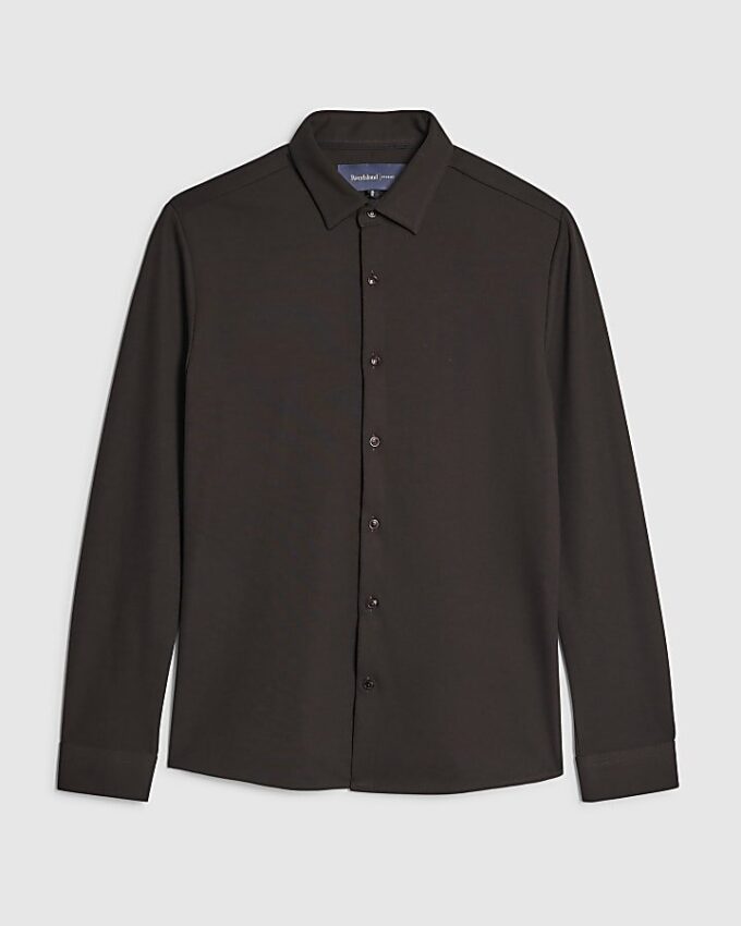 Brown Muscle Fit Pique Shirt