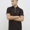 Brown Muscle Fit Textured Polo Shirt