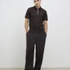 Brown Muscle Fit Textured Polo Shirt