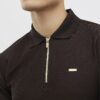 Brown Muscle Fit Textured Polo Shirt