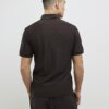 Brown Muscle Fit Textured Polo Shirt
