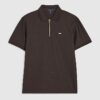 Brown Muscle Fit Textured Polo Shirt