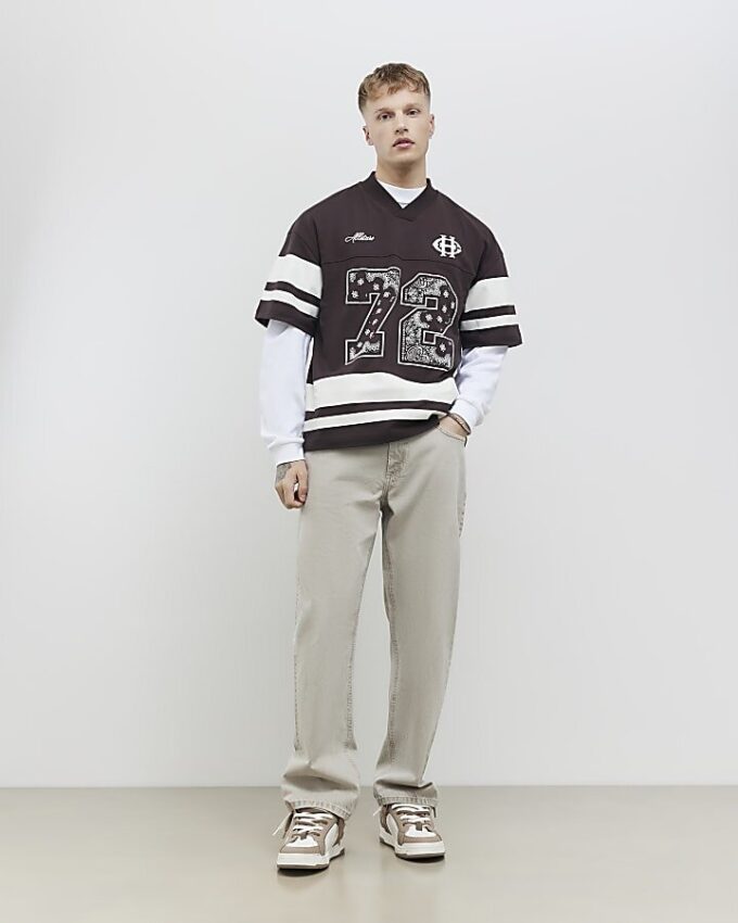 Brown Oversized Fit Bandana 72 Sports T-Shirt
