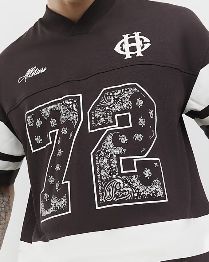 Brown Oversized Fit Bandana 72 Sports T-Shirt