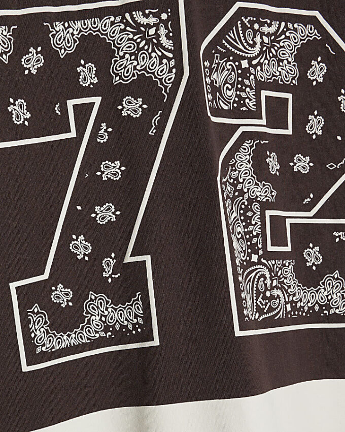 Brown Oversized Fit Bandana 72 Sports T-Shirt