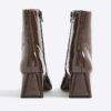 Brown Patent Block Heel Ankle Boots