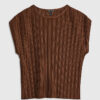 Brown Plisse Short Sleeve Top