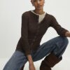 Brown Popper Rib Top