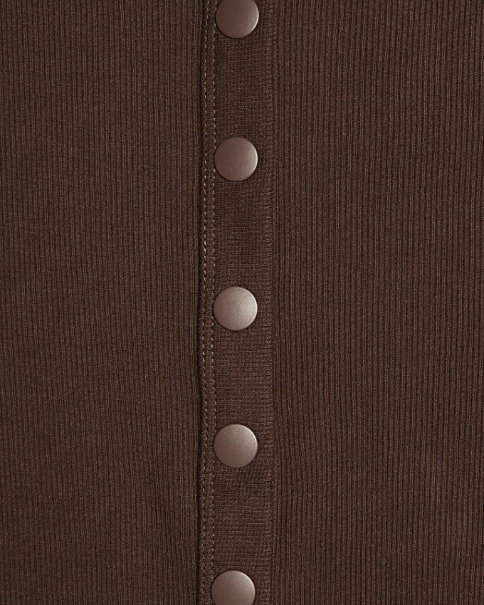 Brown Popper Rib Top