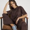 Brown Premium Crinkle Effect Boxy T-shirt