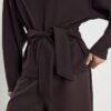 Brown Premium Long Sleeve Tie Front Top