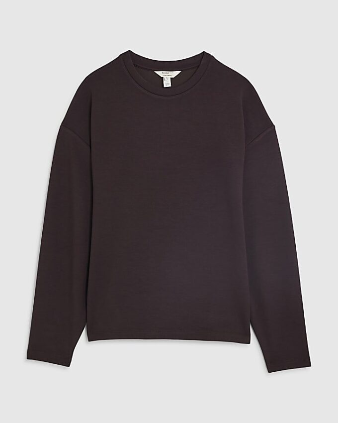Brown Premium Long Sleeve Tie Front Top