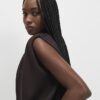 Brown Premium Short Sleeve Bubble Hem Top