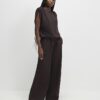 Brown Premium Short Sleeve Bubble Hem Top