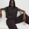Brown Premium Short Sleeve Bubble Hem Top